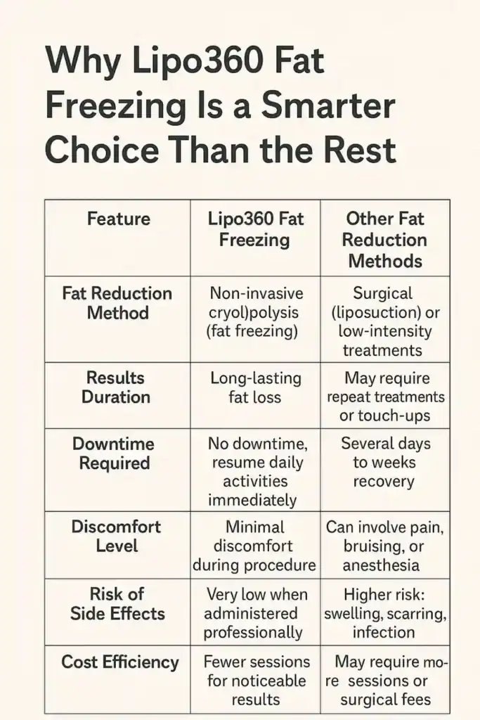 Is it possible to permanently freeze fat cells? 2 Table showing benefits of fat freezing to remove fat cells Trowbridge from Lipo 360