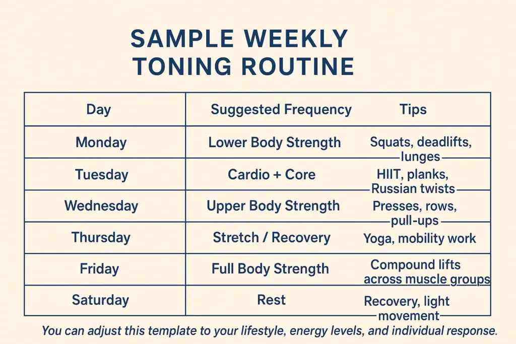 Achieving the Perfect Tone: How Often Should You Exercise for Results? 4 Weekly exercise Trowbridge plan graphic