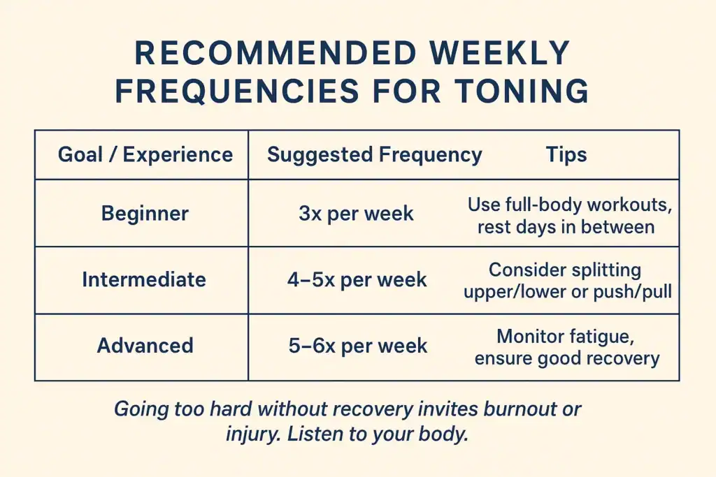 Achieving the Perfect Tone: How Often Should You Exercise for Results? 2 Graphic to show how often you should do exercise to help with toning Trowbridge