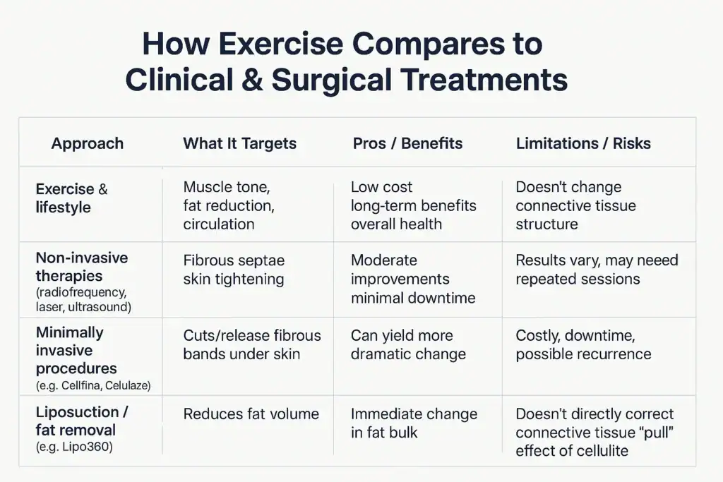 Sculpting Your Bum: Can Toning Exercises Really Reduce Cellulite? 2 How exercise compares to treatments from Lipo 360 Trowbridge